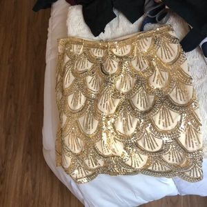 Sequin gold mini skirt!!